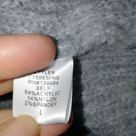 FASHION NOVA Grey & Turquoise Stripes Chunky Knit Cropped Sweater Large - Picture 12 of 13